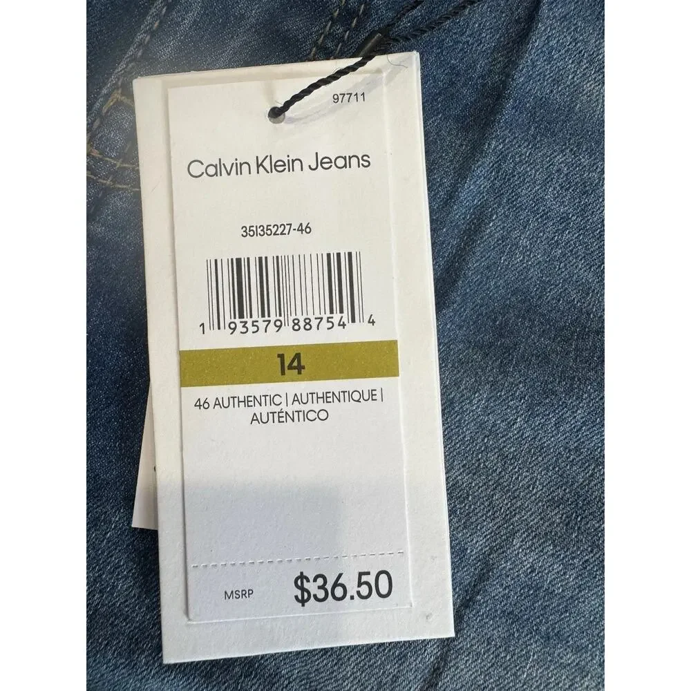 CALVIN KLEIN Jean Shorts Girls Size 14 mid rise boy shorts New Stretch